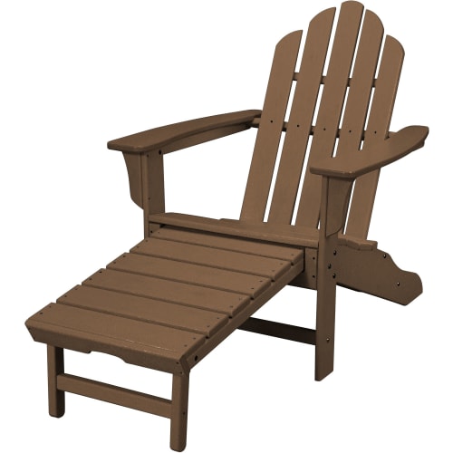 Cape Soleil, Verde Adirondack Chair with Attached Ottoman in Teak